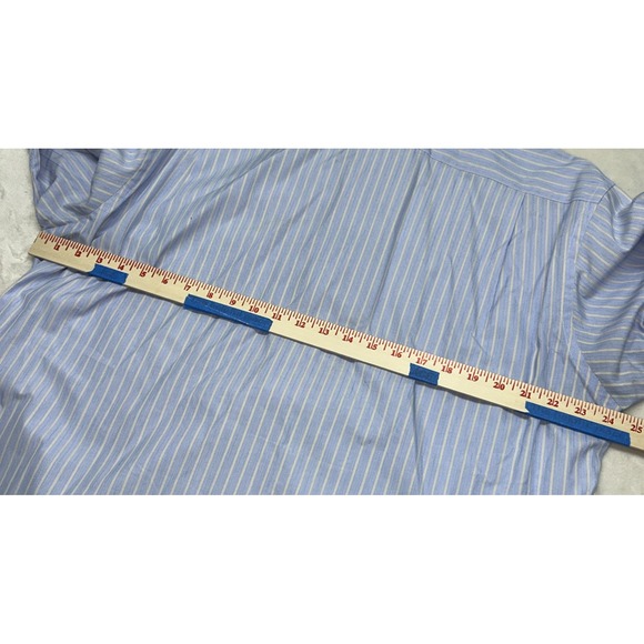 Tommy Bahama Mens Dress Button‎ Up Shirt Sz 16.5 34-35 Blue/Creamy White Striped - Picture 7 of 9